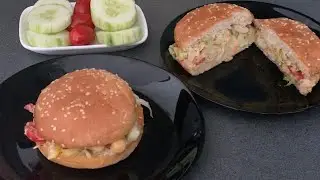 Chickpea Salad burger | Simple, healthy & tasty Salad Burger for lunch/snack box in 10 minutes