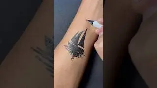 Aesthetic Gel Pen Tattoo Idea: Sailboat & Moon 🌙⛵#tattoo #art #shots