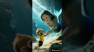 Tiny chef monkey #monkey saves mermaid from chains under the ocean#cooking