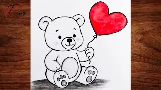 How To Draw Cute Teddy Bear Holding Heart Balloon 🧸❤️ | Easy Pencil Drawing Step By Step
