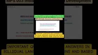 MPS 003 MOST IMPORTANT QUESTIONS with Answer|| BILLIGUAL LANGUAGE|| #mps #mps003importantquestions
