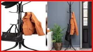 Mind Reader COATRACK11 Standing Metal Coat Rack Hat Hanger 11 Hook for Jacket, Purse, Scarf