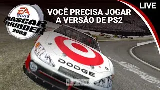 Flagamer jogando a vers&atilde;o de PS2 do NASCAR Thunder 2003