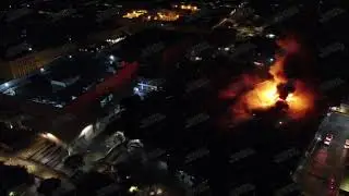 Mercado Libertad (San Juan de Dios) en llamas, visto desde el aire