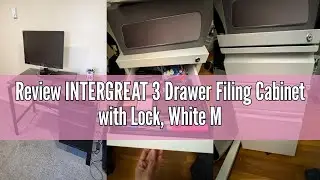 Review INTERGREAT 3 Drawer Filing Cabinet with Lock, White Mobile File Cabinet with Wheels, Rolling