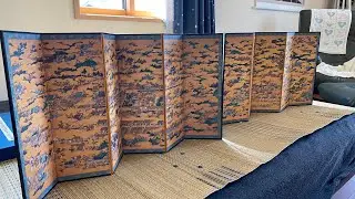 上杉本洛中洛外図屏風のミニチュアの紹介 The Miniature folding screen of Kyoto city about 500 years ago.