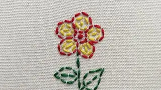 Very Easy Running Stitch Flower Hand Embroidery For Beginners#shorts