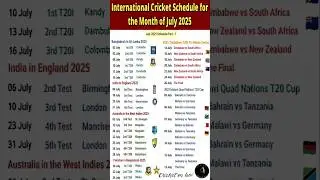 July 2025 Cricket Calendar 🌍 | Full International Schedule & Big Series Preview! | #CricketSchedule