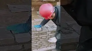 Amazing process of installing concrete blocks with manual tools #shorts