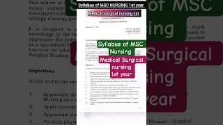 Syllabus of MSC Nursing 1st year #Medical surgical nursing #nursing #viralvideo #trending