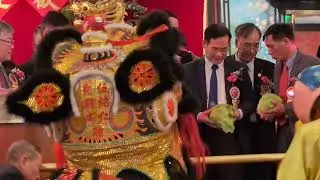 2024-02-24 Chinese New Years Banquet 2 lion dance, Wong family benevolent association