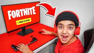 Kid Plays Fortnite With RED GAMING SETUP...