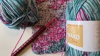WOLLE  HAUL + H&Auml;KELANLEITUNG | NAKO ELINA | MYSEAROSE | MUSCHELMUSTER | SCHAL💜 #h&auml;keln #handmade