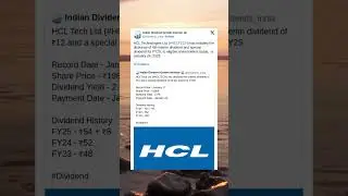 HCL Technologies Ltd 4th Interim Dividend for FY25 Credited in Bank Accounts. #StockMarket #Stocks