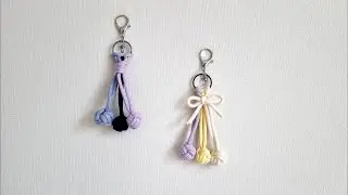 [Sub] DIY Macrame Key Chain / Key ring with monkey's fist knot 마크라메 원숭이주먹매듭을 활용한 아기자기한 키 체인 만들기