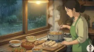 Rainy winter, family & warm food 🍲❄️.Winter rain in a Ghibli dream ❄️✨#ghibli #piece #viralvideo