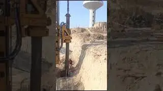 Pile Boring Machine work is in Progress #construction #waterstoragetank #piles #boring #excavation