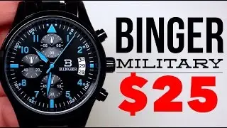 (4K) BINGER MILITARY CHRONOGRAPH MEN'S WATCH REVIEW