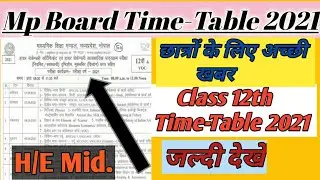 2021 MP Board Time-Table |MP Board Time-Table 2021 Class 12|एमपी बोर्ड टाइम टेबल 2021|Mp Board Exam