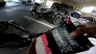 Unboxing a new motorcycle battery