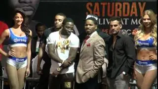 Adrien Broner vs. Shawn Porter face off w/ Floyd Mayweather.  Broner runs his mouth