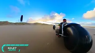 Ainsdale kite buggying 50.6mph. New year's Day 2024 Ozone R1 V4 7M.