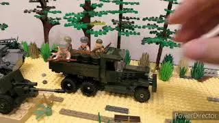 The LEGO WW2 Soviet GAZ-AAA truck with a LEGO technic pull back motor.