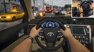 GTA 5 - Realistic Taxi Uber Job | Toyota Camry V55 | POV Drive | Steering Wheel Gameplay