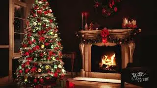 Christmas fireplace sounds 🎄 | Warm, cozy living room with Christmas tree | ASMR