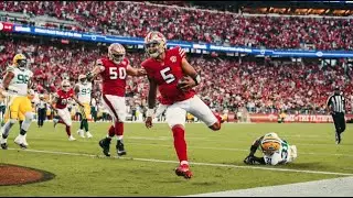 #49ers Trey Lance scoring his first rushing TD of his career (stadium view)
