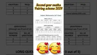 second year maths Pairing scheme 2024|| pairing scheme of maths class 12