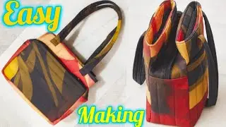 DIY : 7 Zipper readymade style beautiful handbag/Travel bag cutting and stitching tutorial