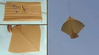How to make kite with Khaki Cover Paper at home with flying tutorial - kite making with butter paper