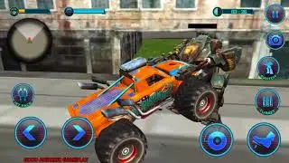 Iron Superhero Flying Robot Car: Grand City Battle - Monster Truck Against Robots|Android GamePlay