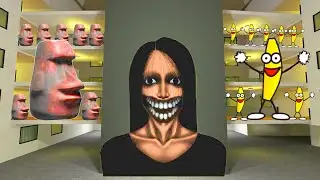 When Kuchisake Onna, Moai And Banana in the Hole NEXTBOT GMOD #gmod #nextbots