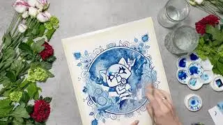 Illustrate Aggretsuko in watercolours