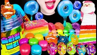 ASMR RAINBOW SOUR SLIME JELLY MARSHMALLOW 슬라임 젤리 마쉬멜로우 먹방 MUKBANG, EATING