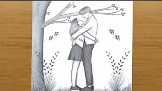 How to draw a Cute Couple Love Hugging || Pencil sketch for beginner || Couple drawing || Drawing