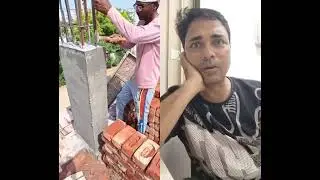 column aur wall ki bonding ke liye Steel dalna bahut jaruri hai #construction #work #video