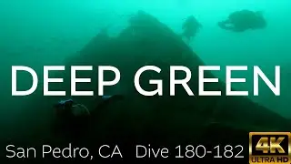 SCUBA Deep Green - Oil Rig Diving - Giant Stride Dive Boat - San Pedro CA 2023 - 4K