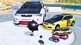 Small to giant Cars vs Spike Ball &ndash; BeamNG.drive