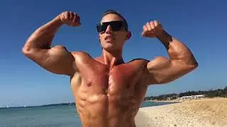 Fitness Model 19 Yr Old Zac Perna Muscle Pump Posing Swimsuit Shoot Styrke Studio #aesthetic #abs