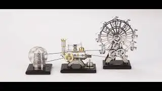 Steampunk Design Power Plant with Real Stirling Engine
