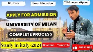 University of Milan Application Process 2024 | Masters Programs |  100% Scholarship | Study in Italy