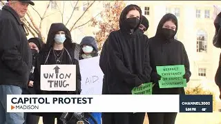 Protestors protest Trump policies at the Capitol