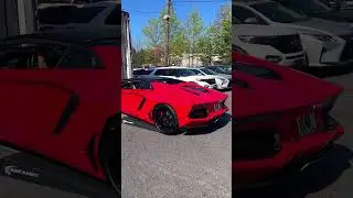 Lamborghini Aventador in classic red color Rosso Arancio