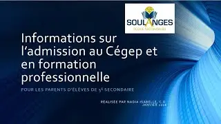 Informations sur l&rsquo;admission au C&Eacute;GEP et sur la formation professionnelle - 2026