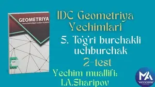 IDC. Geometriya. 5. Toʻgʻri burchakli uchburchak. 2-test. #idc #geometriya 