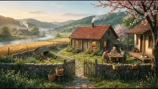 A Beautiful Day in Indian Village Life 🌾 Ghibli Style Peaceful Animation | Sunrise to Sunset
