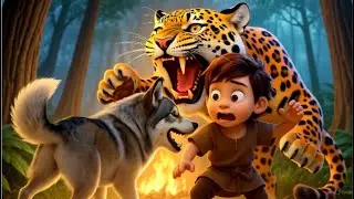 Prehistoric Boy Attacked by Leopard - Epic Wolf Dog Rescue!